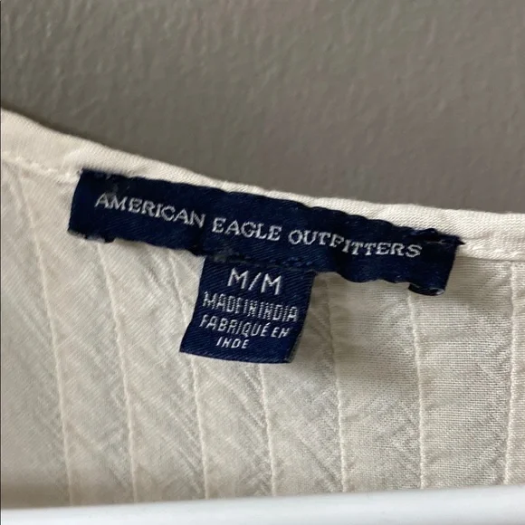 American Eagle Outfitters Cream Smocked Tiered Blouse - Picture 2 of 4